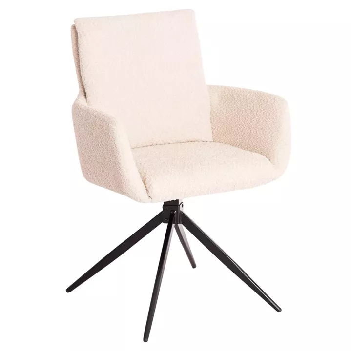 DINING ARMCHAIR SWIVEL BLANS HM9942.07 BEIGE BOUCLE FABRIC-METAL LEGS 62x60x90Hcm.