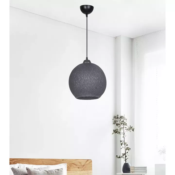 Φωτιστικό οροφής μονόφωτο Leshia pakoworld Ε27 γκρι Φ26x26εκ