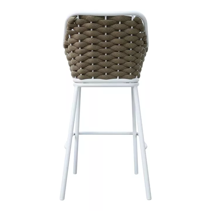 Zuki pakoworld aluminum bar stool stackable with white frame and cushion 55x54x109cm