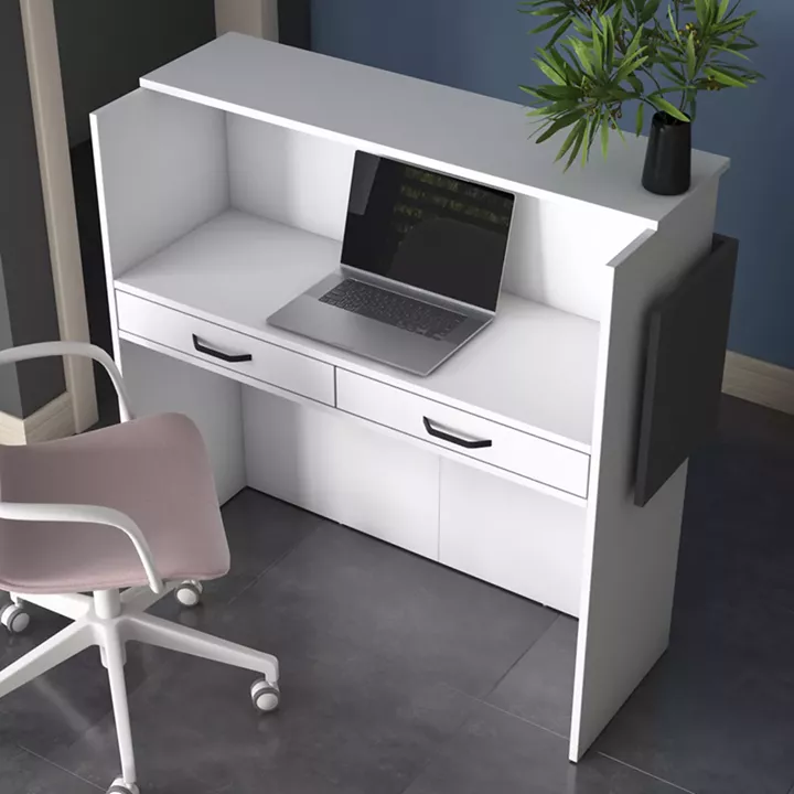 Reception desk Triana pakoworld melamine white-dark grey 110x40x110cm