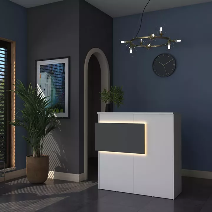 Reception desk Triana pakoworld melamine white-dark grey 110x40x110cm