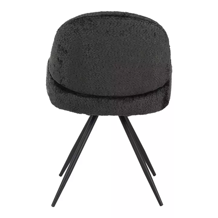 Morea pakoworld rotating chair bouclé in black color with black metallic legs 68x66x82.5cm