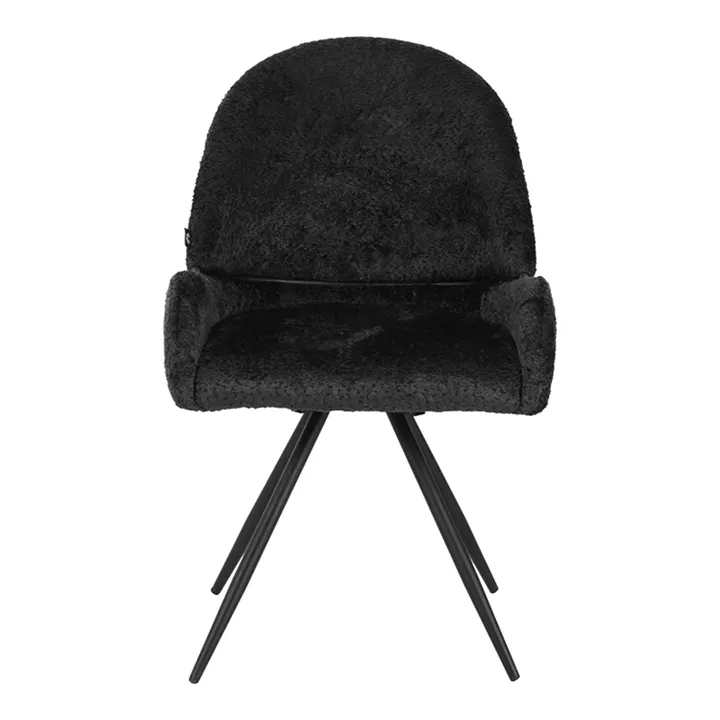 Morea pakoworld rotating chair bouclé in black color with black metallic legs 68x66x82.5cm