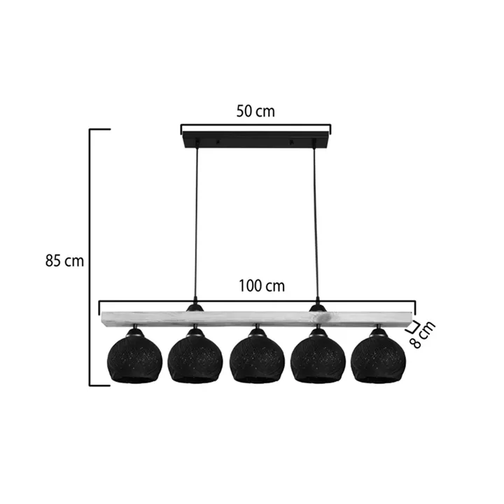 Five-light ceiling lamp Salote pakoworld E27 in brown-black shade 100x18x24cm