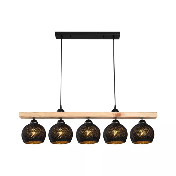 Five-light ceiling lamp Salote pakoworld E27 in brown-black shade 100x18x24cm