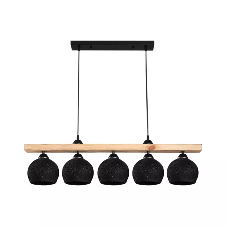 Five-light ceiling lamp Salote pakoworld E27 in brown-black shade 100x18x24cm