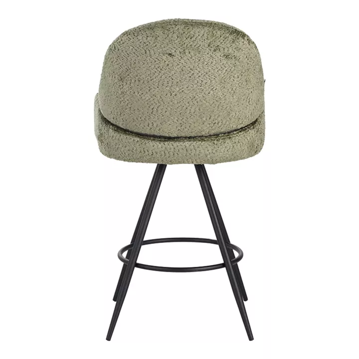Morea pakoworld rotating bar stool bouclé in menta color with black metallic legs 68x66x82.5cm