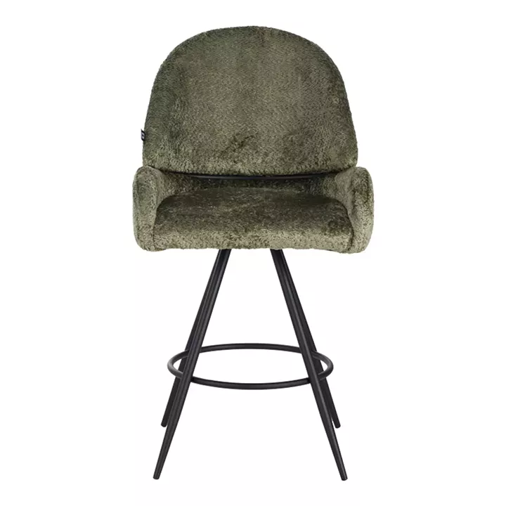 Morea pakoworld rotating bar stool bouclé in menta color with black metallic legs 68x66x82.5cm