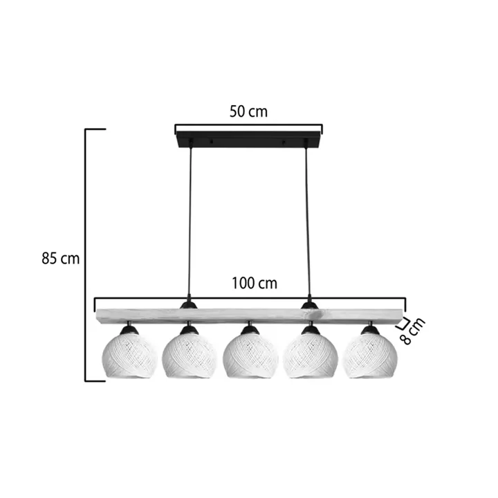 Five-light ceiling lamp Salote pakoworld E27 in brown-cream shade 100x18x24cm