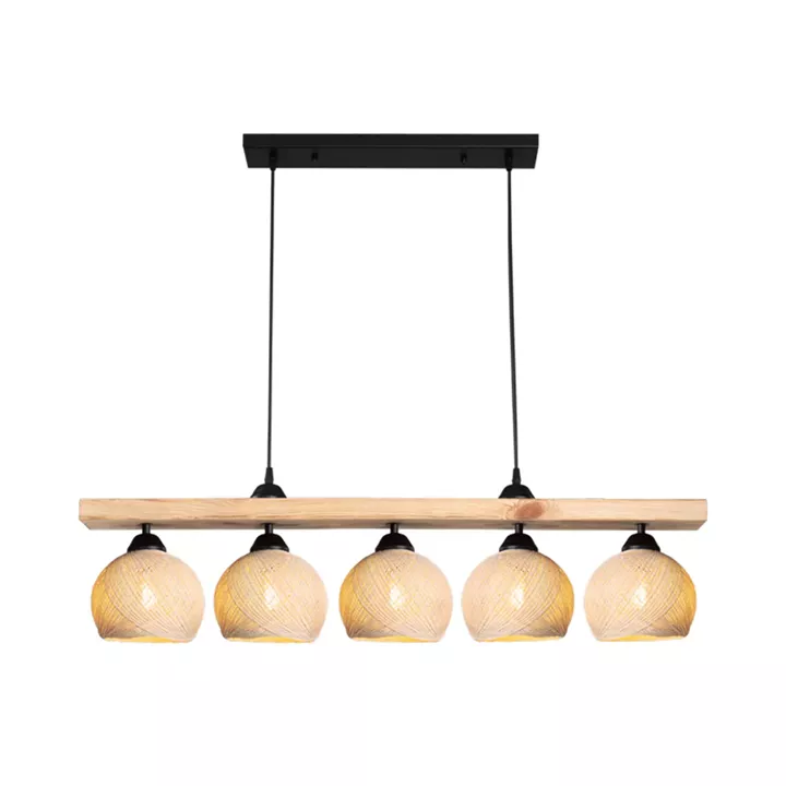 Five-light ceiling lamp Salote pakoworld E27 in brown-cream shade 100x18x24cm