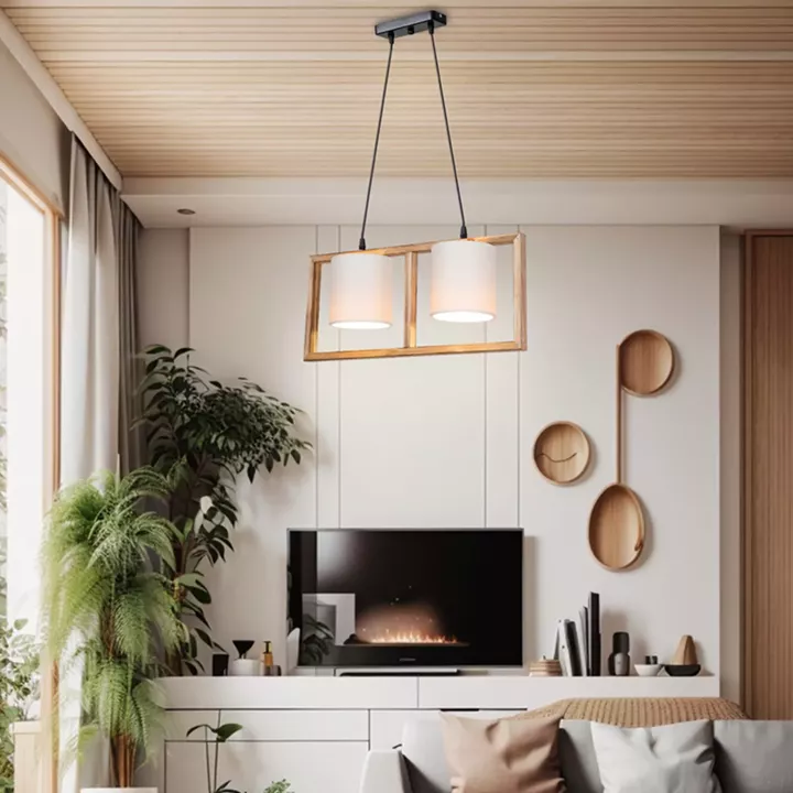Sereda pakoworld double-light ceiling lamp E14 in brown-cream shade 54x14x27cm