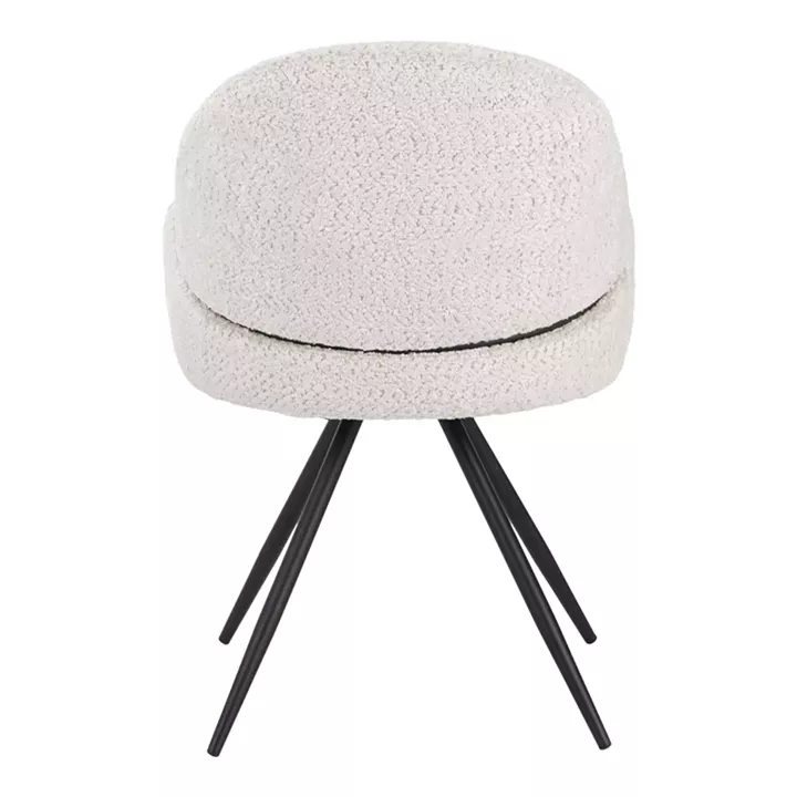 Morea pakoworld rotating chair bouclé in beige color with black metallic legs 68x66x82.5cm