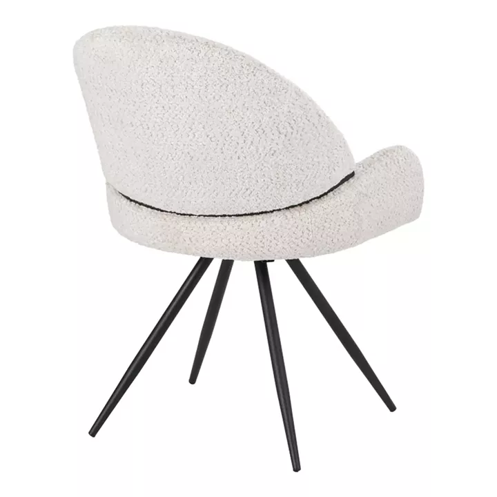 Morea pakoworld rotating chair bouclé in beige color with black metallic legs 68x66x82.5cm