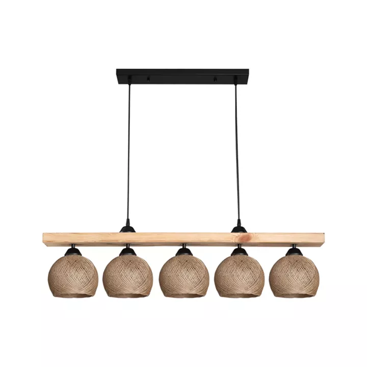 Five-light ceiling lamp Salote pakoworld E27 in brown-natural shade 100x18x24cm