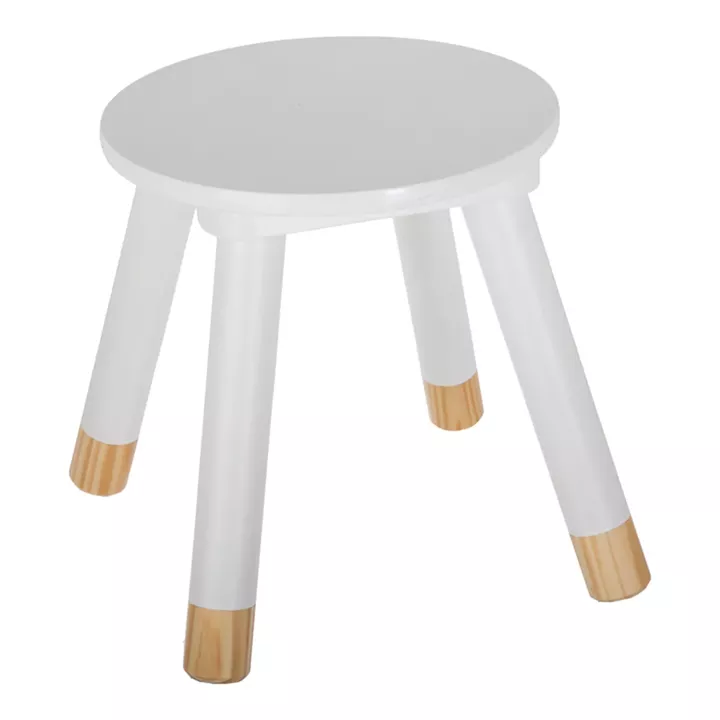 Kid's stool Kevou pakoworld mdf-pine wood in white-natural color D24x25.7cm