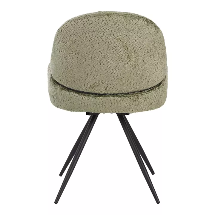 Morea pakoworld rotating chair bouclé in menta color with black metallic legs 68x66x82.5cm