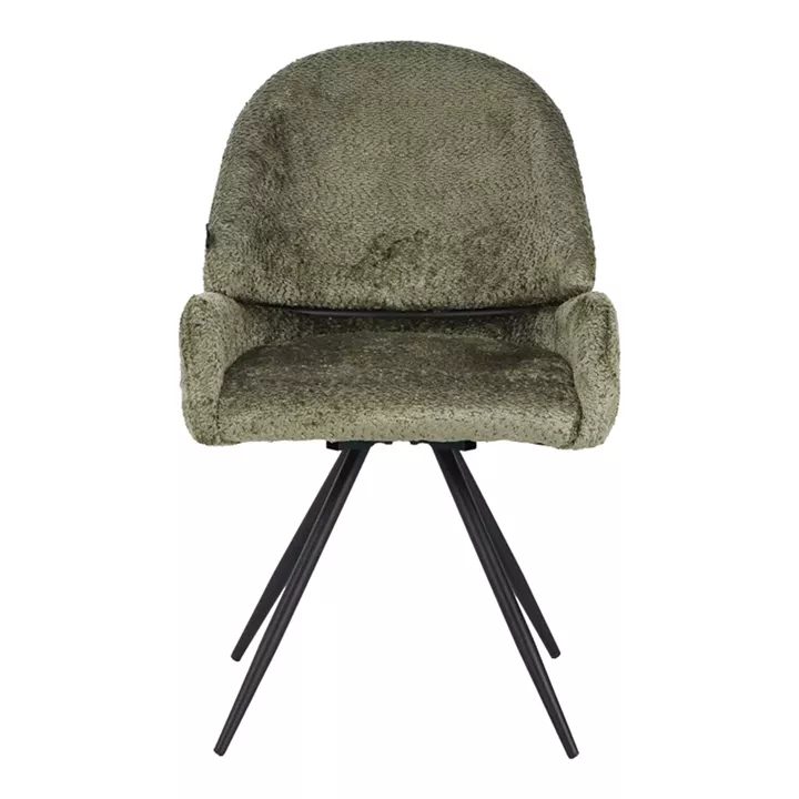 Morea pakoworld rotating chair bouclé in menta color with black metallic legs 68x66x82.5cm