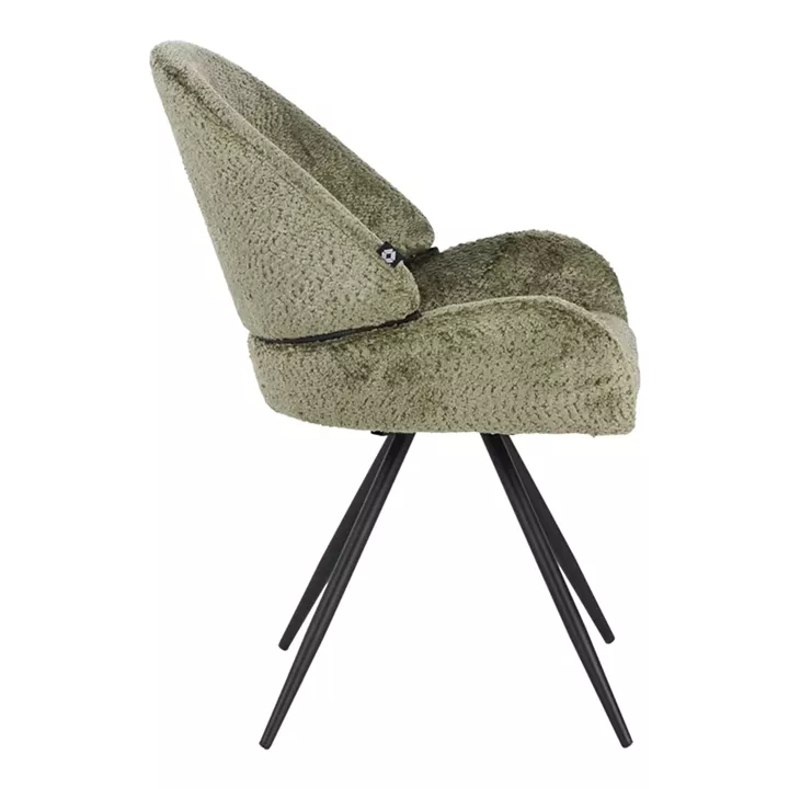 Morea pakoworld rotating chair bouclé in menta color with black metallic legs 68x66x82.5cm