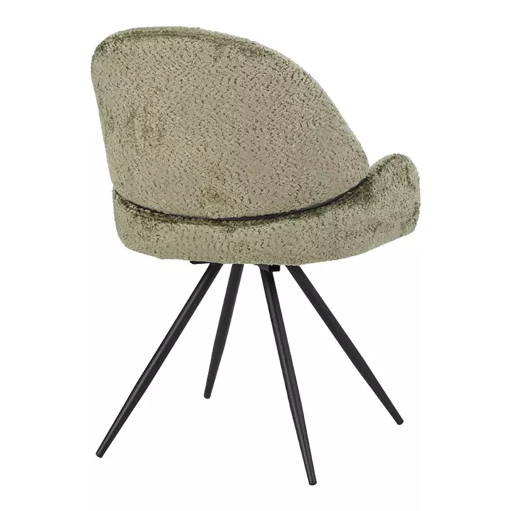 Morea pakoworld rotating chair bouclé in menta color with black metallic legs 68x66x82.5cm