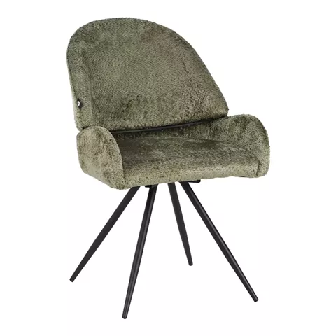 Morea pakoworld rotating chair bouclé in menta color with black metallic legs 68x66x82.5cm