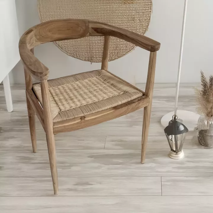 Artekko Munggur Ξύλινη Καρέκλα σε Φυσική Απόχρωση με Ψάθα (58x50x70)cm
