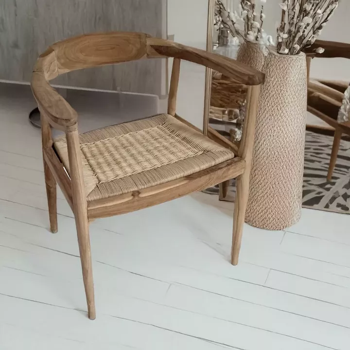 Artekko Munggur Ξύλινη Καρέκλα σε Φυσική Απόχρωση με Ψάθα (58x50x70)cm