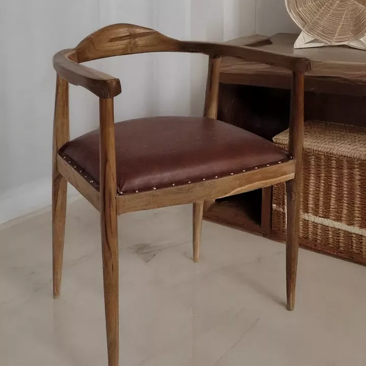Artekko Munggur Ξύλινη Καρέκλα σε Φυσική Απόχρωση με Τεχνόδερμα (58x50x70)cm