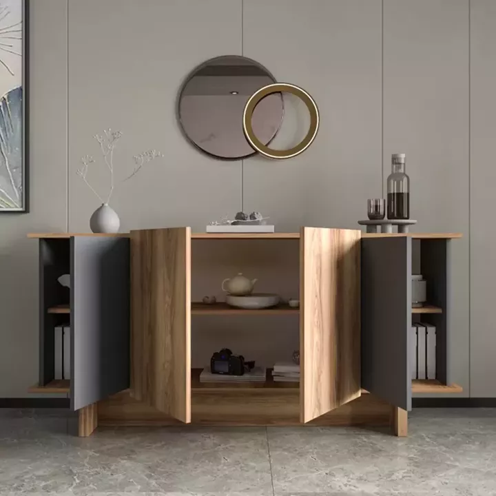 Μπουφές Diona pakoworld σε ανθρακί - oak απόχρωση 180x45x80εκ