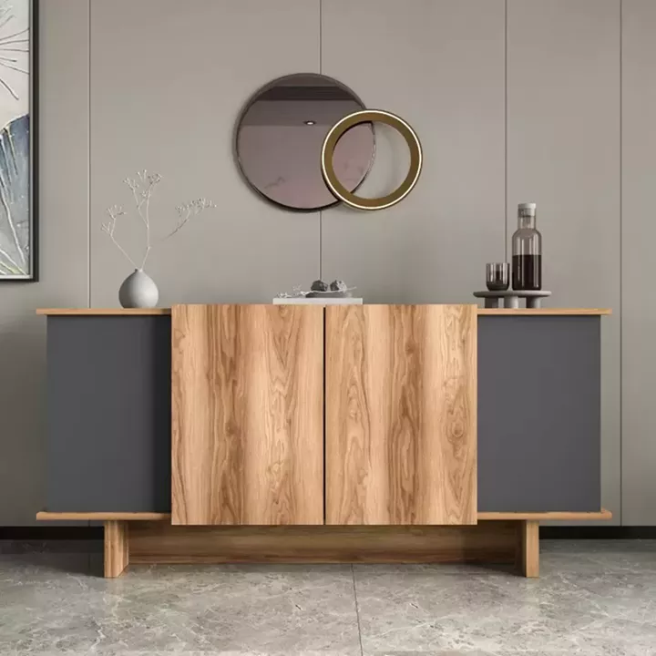 Μπουφές Diona pakoworld σε ανθρακί - oak απόχρωση 180x45x80εκ