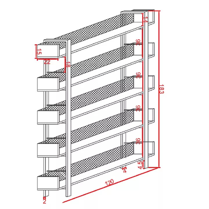 Βιβλιοθήκη Musha pakoworld μέταλλο μαύρο με oak απόχρωση 120x22x185εκ