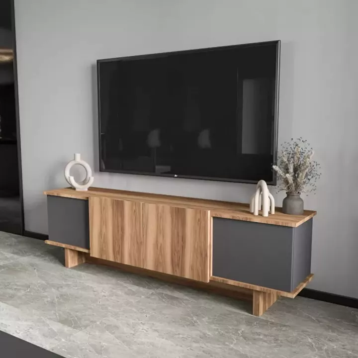 Diona pakoworld TV cabinet in anthracite-oak shade 180x33x50cm