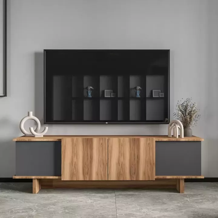 Diona pakoworld TV cabinet in anthracite-oak shade 180x33x50cm