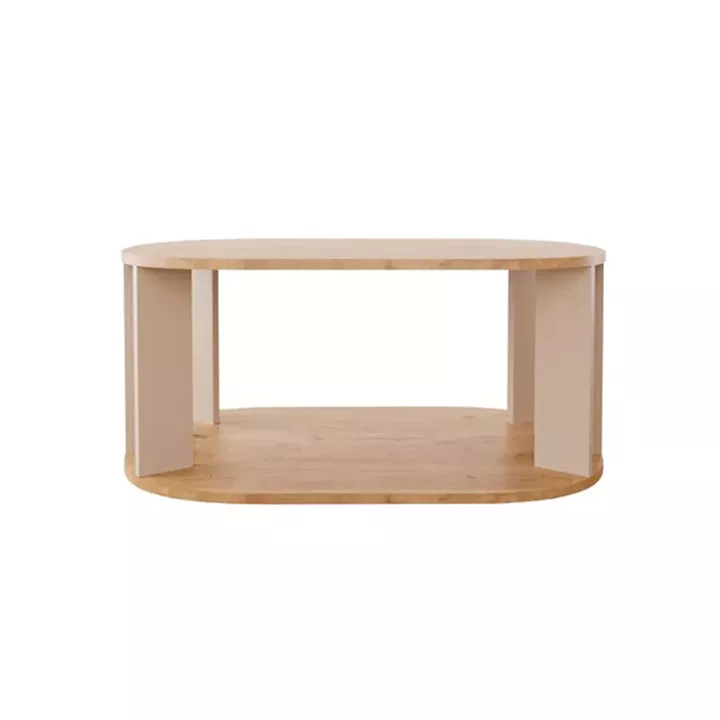Τραπέζι Solka pakoworld σε oak απόχρωση με ανοιχτό γκρι 90x56x40εκ