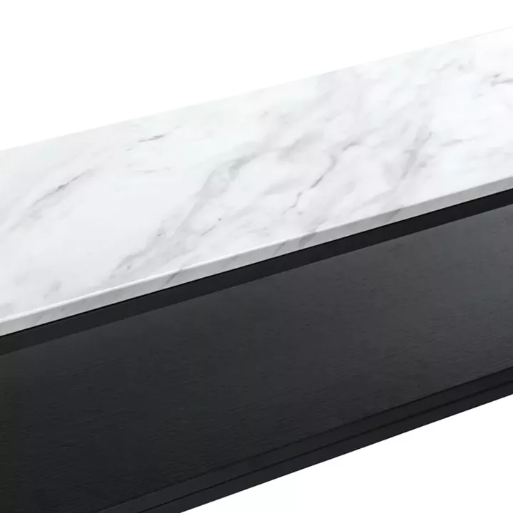 Castel I pakoworld console in white marble look - black metal 120x35x80cm