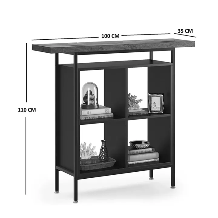 Stolik pakoworld bar table in walnut-black shade 100x35x110cm