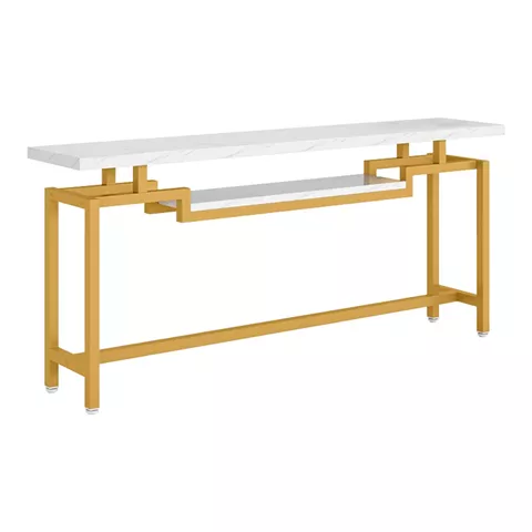 Onole pakoworld console in marble look - gold metal 180x35x82cm