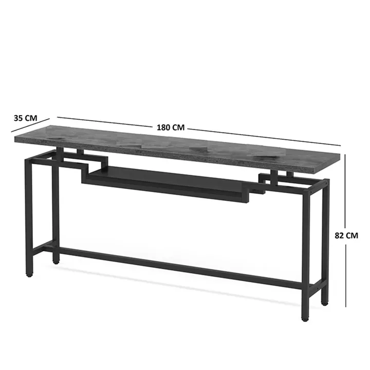 Onole pakoworld console in walnut - black metal 180x35x82cm
