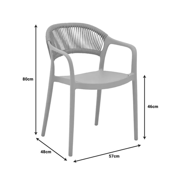 Ankara armchair pakoworld stackable pp cappuccino shade with beige rattan 57x48x80cm