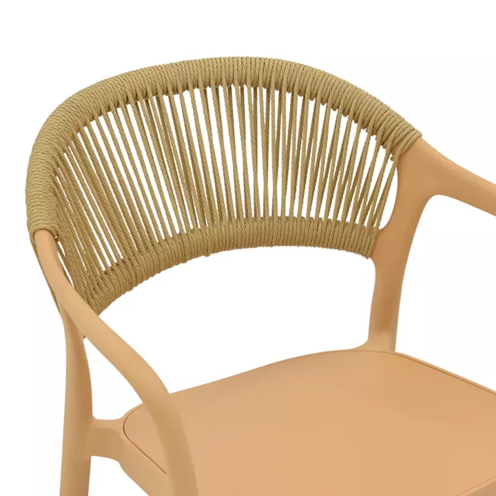 Ankara armchair pakoworld stackable pp cappuccino shade with beige rattan 57x48x80cm