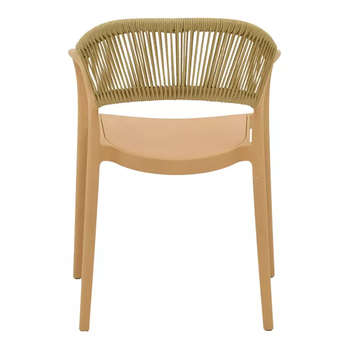 Ankara armchair pakoworld stackable pp cappuccino shade with beige rattan 57x48x80cm