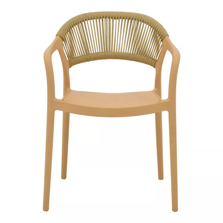 Ankara armchair pakoworld stackable pp cappuccino shade with beige rattan 57x48x80cm