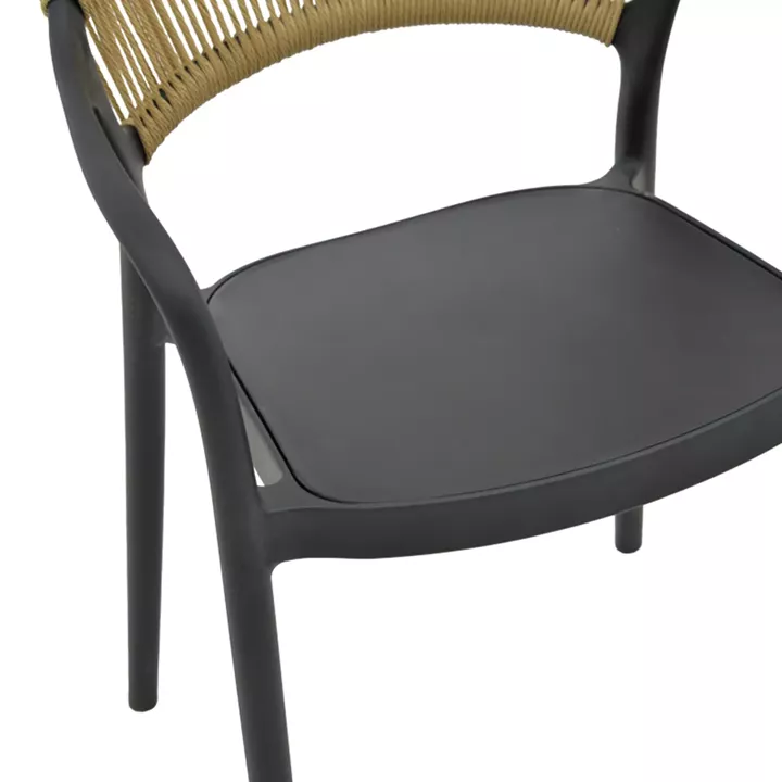 Ankara armchair pakoworld stackable pp black shade with beige rattan 57x48x80cm