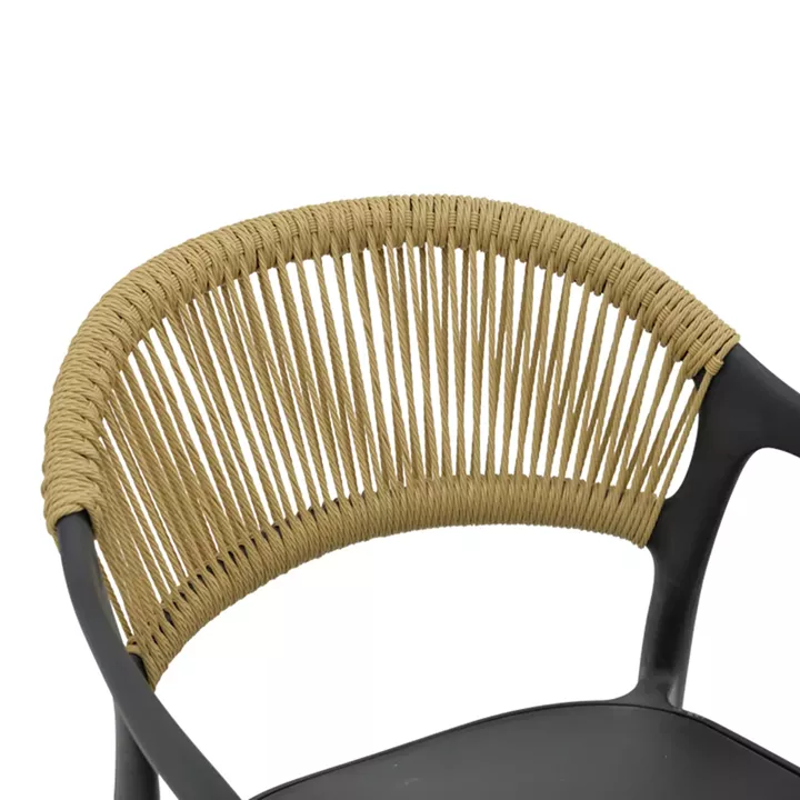 Ankara armchair pakoworld stackable pp black shade with beige rattan 57x48x80cm