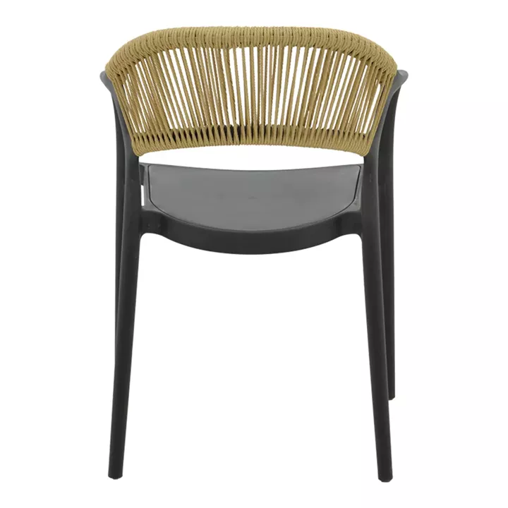 Ankara armchair pakoworld stackable pp black shade with beige rattan 57x48x80cm