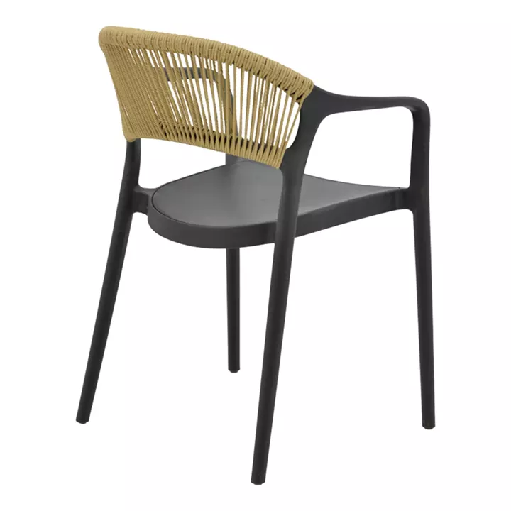Ankara armchair pakoworld stackable pp black shade with beige rattan 57x48x80cm