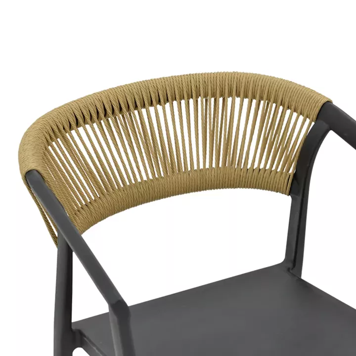 Armchair Sillia pakoworld stackable pp black shade with beige rattan 55x52x74.5cm