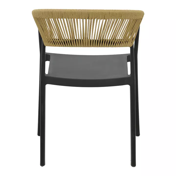 Armchair Sillia pakoworld stackable pp black shade with beige rattan 55x52x74.5cm