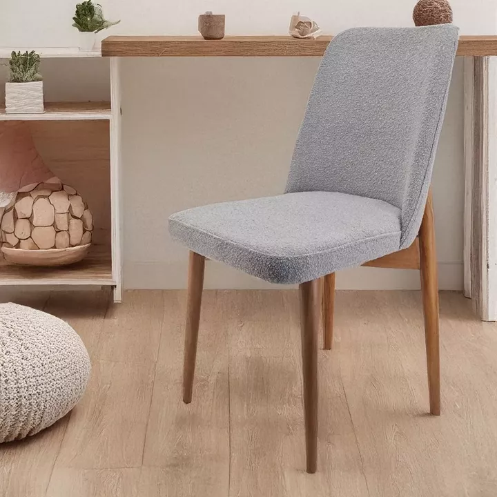 Artekko Oscar Ξύλινη Καρέκλα με Γκρι Μπουκλέ Ύφασμα (48x50x91)cm