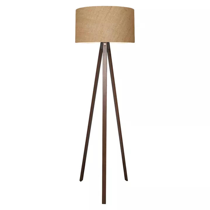 FLOOR STANDING LAMP HM7578.01 WALNUT COLOR TRIPOD, SANDY BEIGE CAP
