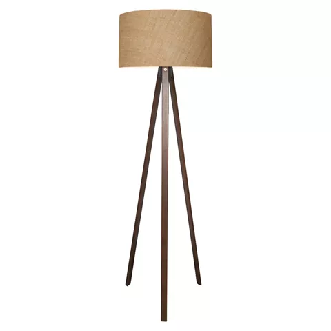 FLOOR STANDING LAMP HM7578.01 WALNUT COLOR TRIPOD, SANDY BEIGE CAP